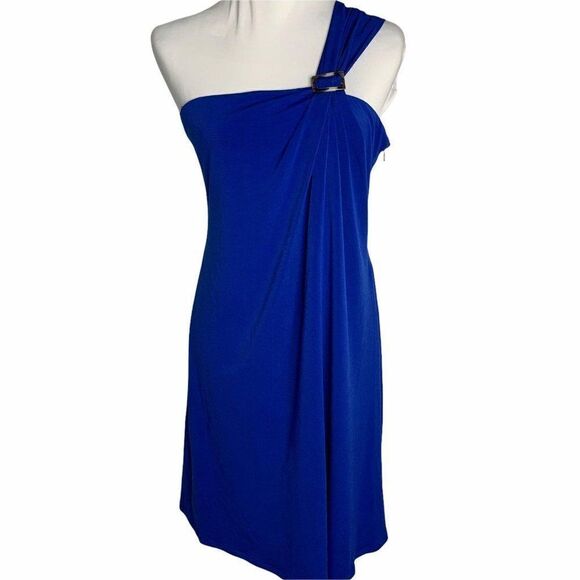Vintage Laundry One Shoulder Mini Dress 6 Blue - Picture 1 of 7